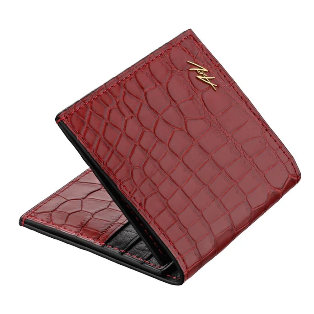 Luxury Alligator Leather Wallet – Handmade Slim Minimalist Scarlet Wallet